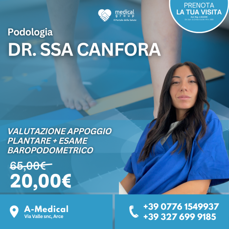 A-MEDICAL PROMO ADULTI E BAMBINI - VALUTAZIONE APPOGGIO PLANTARE + ESAME BAROPODOMETRICO DOTTORESSA CANFORA