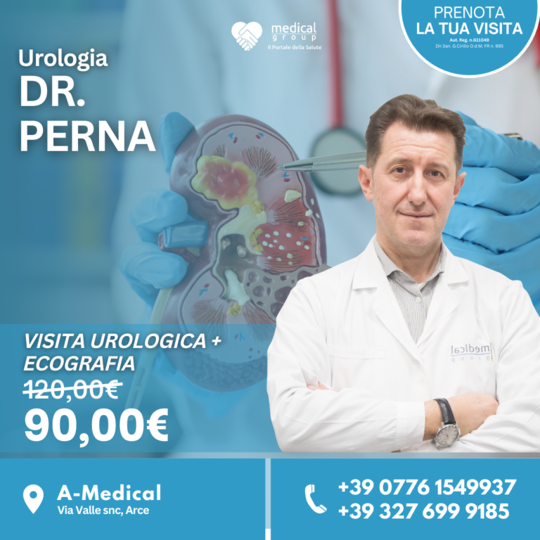 Visita urologica + ecografia €90 invece di €120 Dott. Perna A-medical Arce